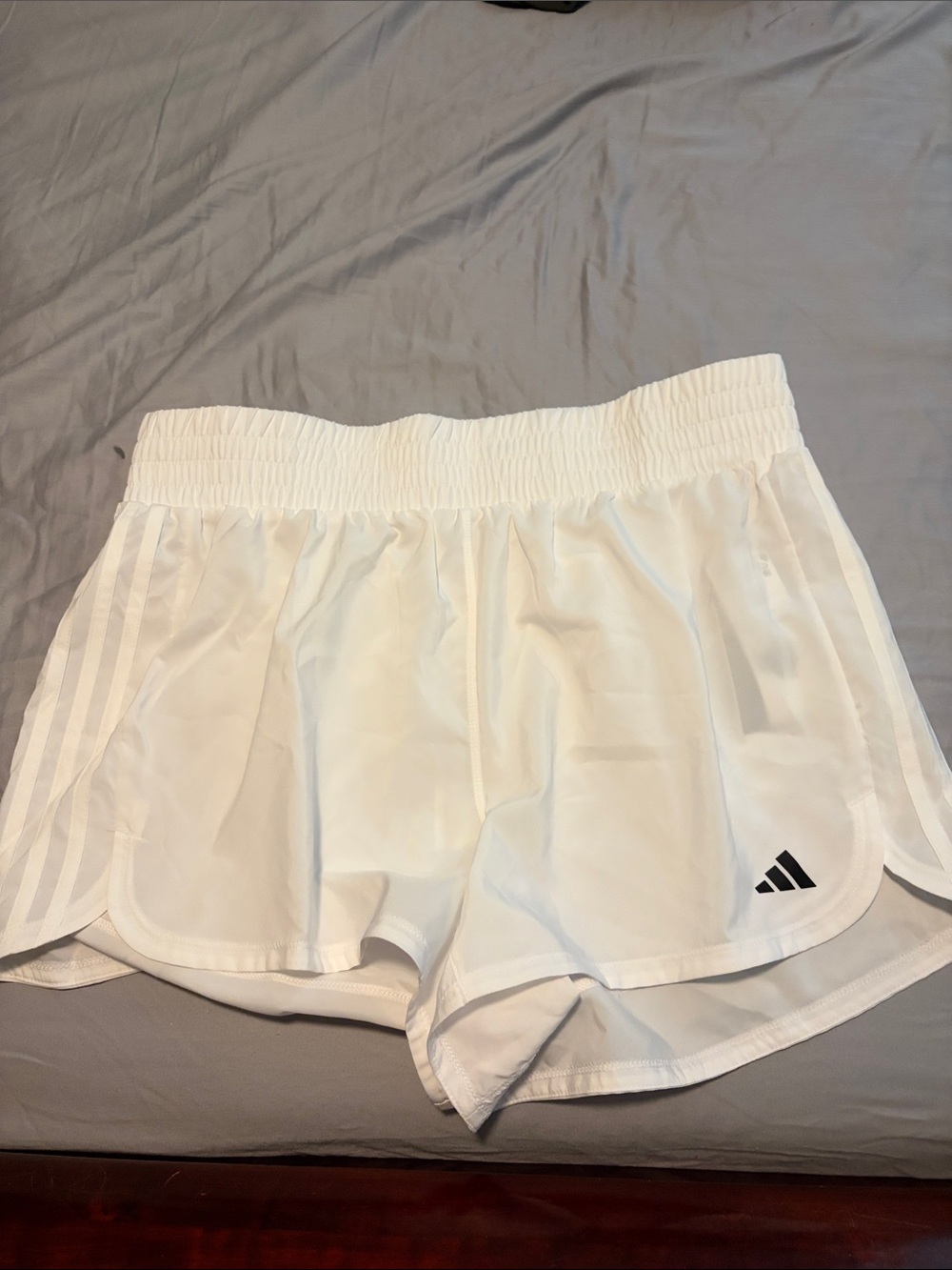 adidas White Women's Athletic Running Shorts with Side Stripes